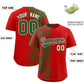 Custom Red Kelly Green Split Fashion Tribal Pattern Authentic Baseball Jersey Limited