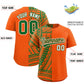 Custom Orange Kelly Green Split Fashion Tribal Pattern Authentic Baseball Jersey Limited
