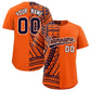 Custom Orange Navy Split Fashion Tribal Pattern Authentic Baseball Jersey