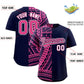 Custom Navy Pink Split Fashion Tribal Pattern Authentic Baseball Jersey Limited
