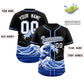 Custom Black Wave Graffiti Pattern Authentic Baseball Jersey Limited