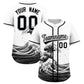 Custom White Wave Graffiti Pattern Authentic Baseball Jersey
