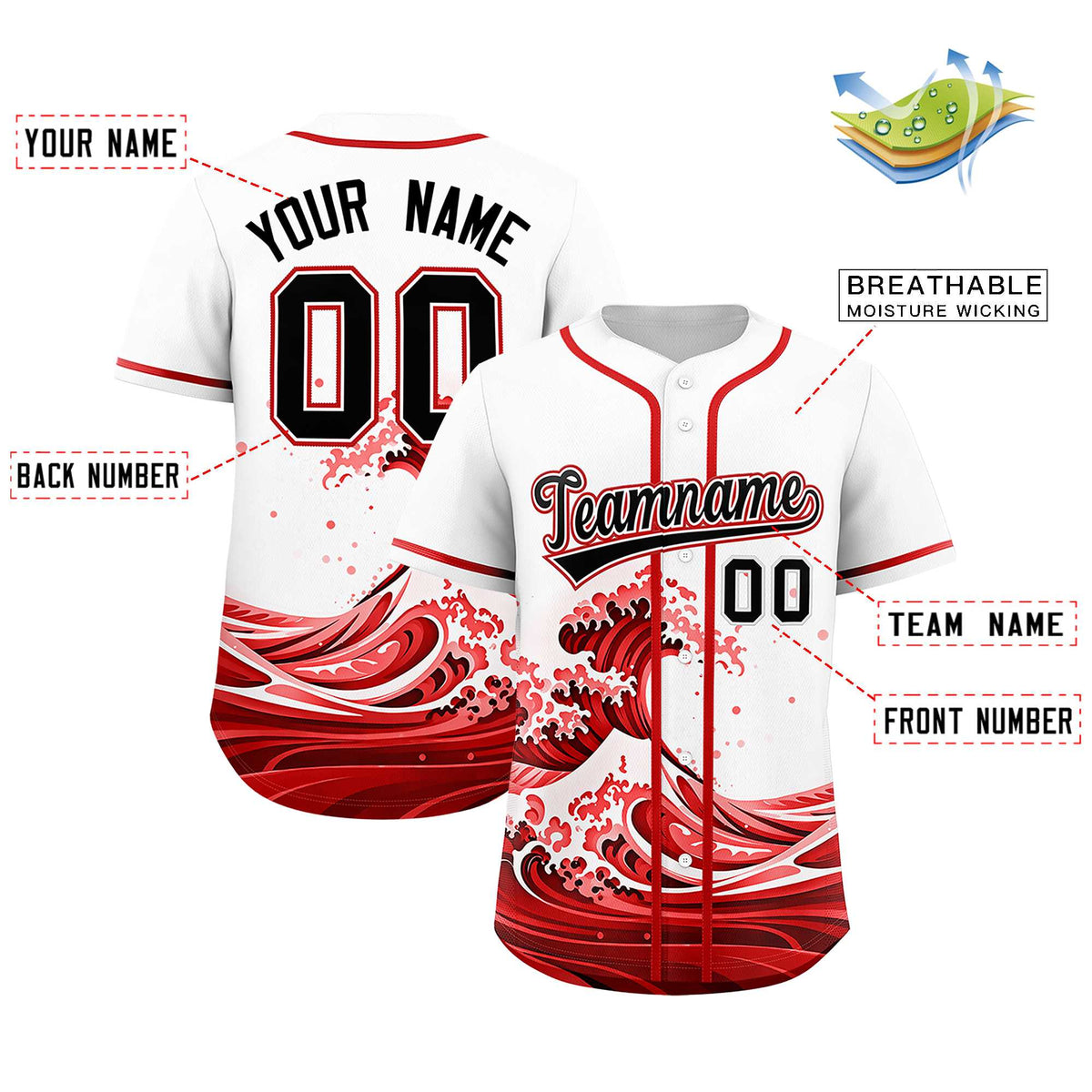 Custom White Wave Graffiti Pattern Authentic Baseball Jersey Limited
