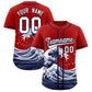 Custom Red Wave Graffiti Pattern Authentic Baseball Jersey