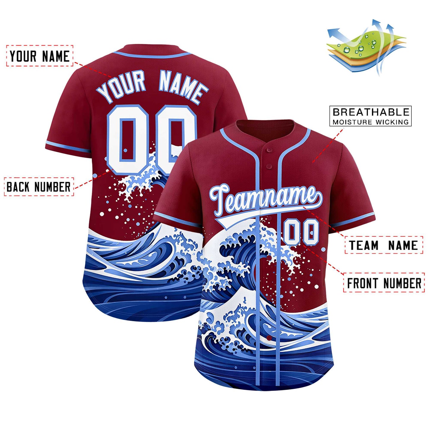 Custom Crimson Wave Graffiti Pattern Authentic Baseball Jersey Limited