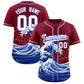 Custom Crimson Wave Graffiti Pattern Authentic Baseball Jersey