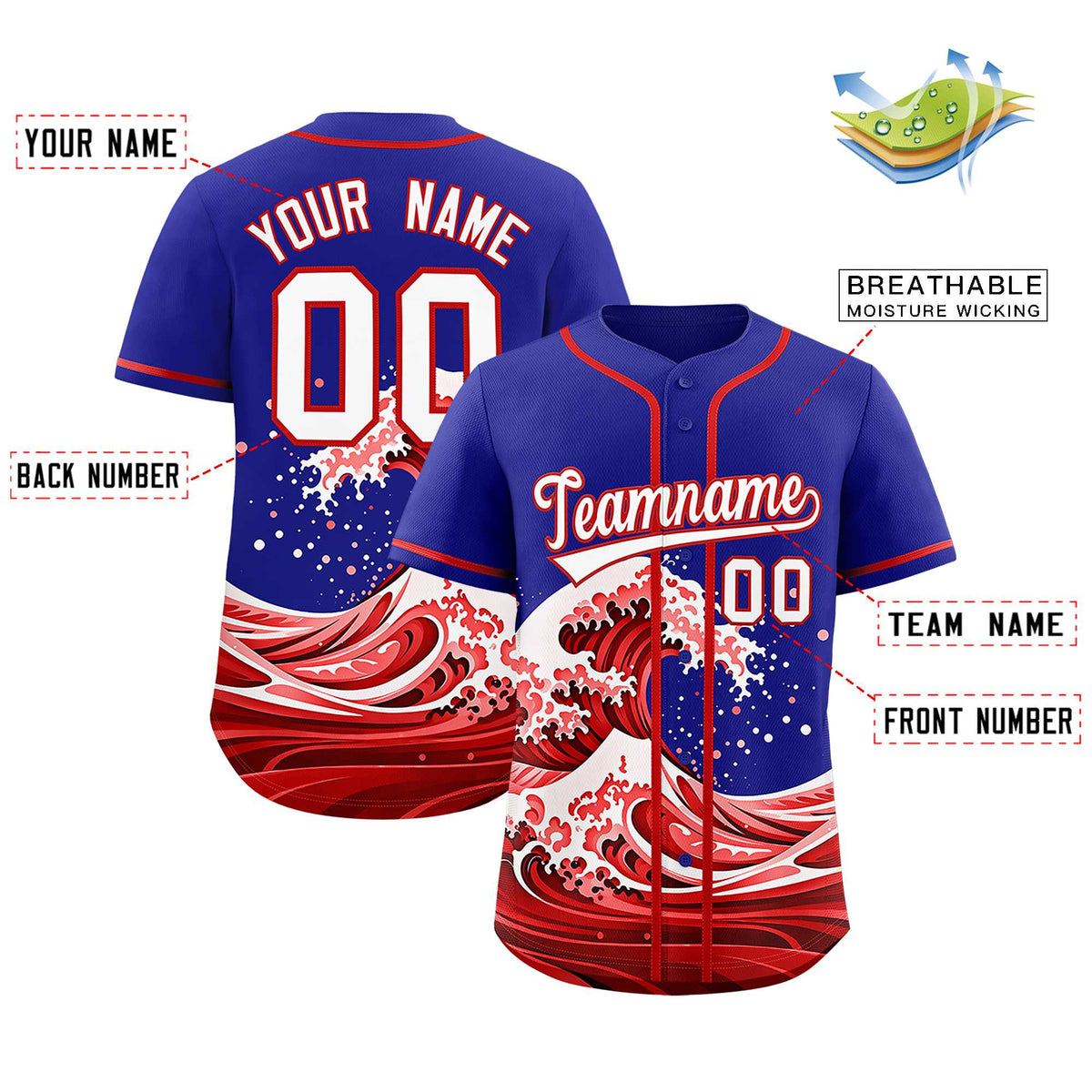 Custom Royal Wave Graffiti Pattern Authentic Baseball Jersey Limited