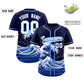 Custom Navy Wave Graffiti Pattern Authentic Baseball Jersey Limited