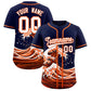 Custom Navy Wave Graffiti Pattern Authentic Baseball Jersey