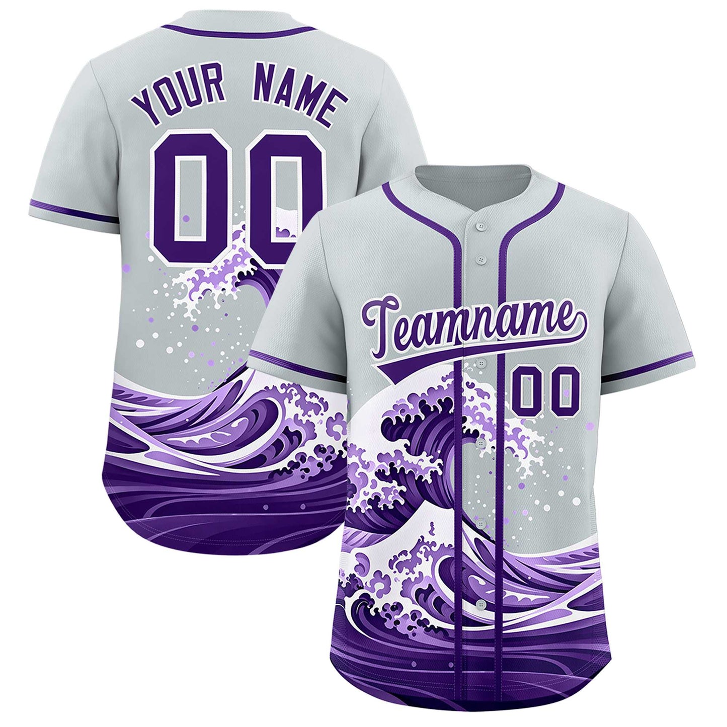 Custom Silver Wave Graffiti Pattern Authentic Baseball Jersey