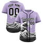 Custom Light Purple Wave Graffiti Pattern Authentic Baseball Jersey