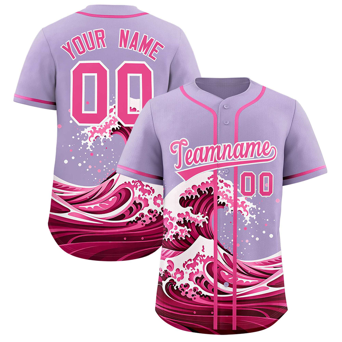 Custom Light Purple Wave Graffiti Pattern Authentic Baseball Jersey