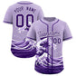 Custom Light Purple Wave Graffiti Pattern Authentic Baseball Jersey