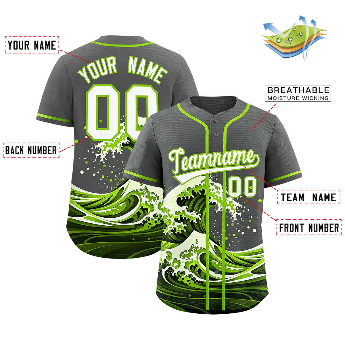 Custom Gray Wave Graffiti Pattern Authentic Baseball Jersey Limited