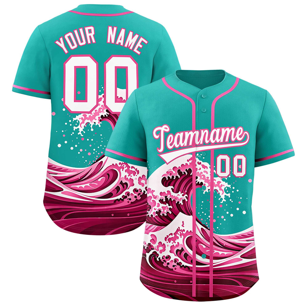 Custom Aqua Wave Graffiti Pattern Authentic Baseball Jersey