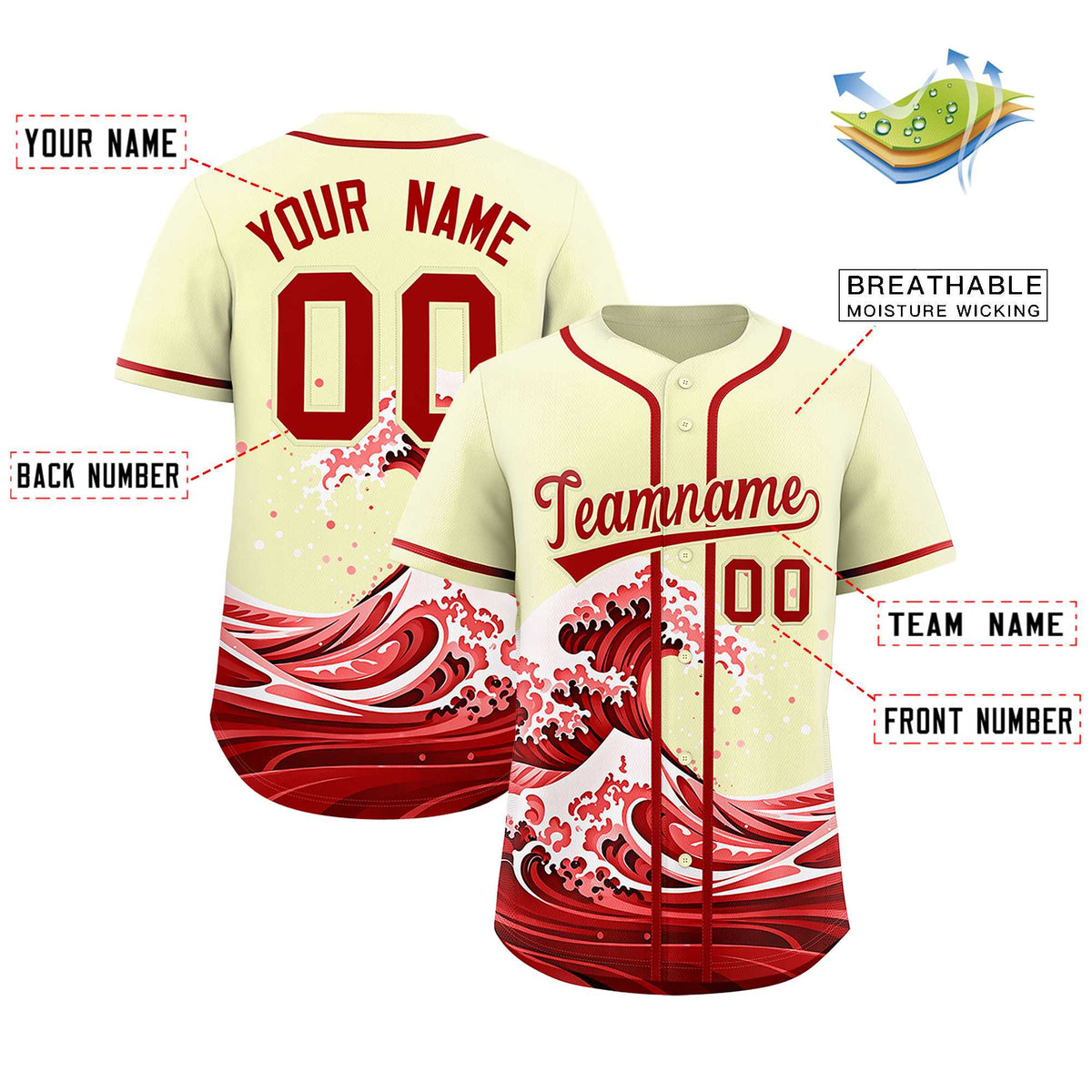 Custom Cream Wave Graffiti Pattern Authentic Baseball Jersey Limited