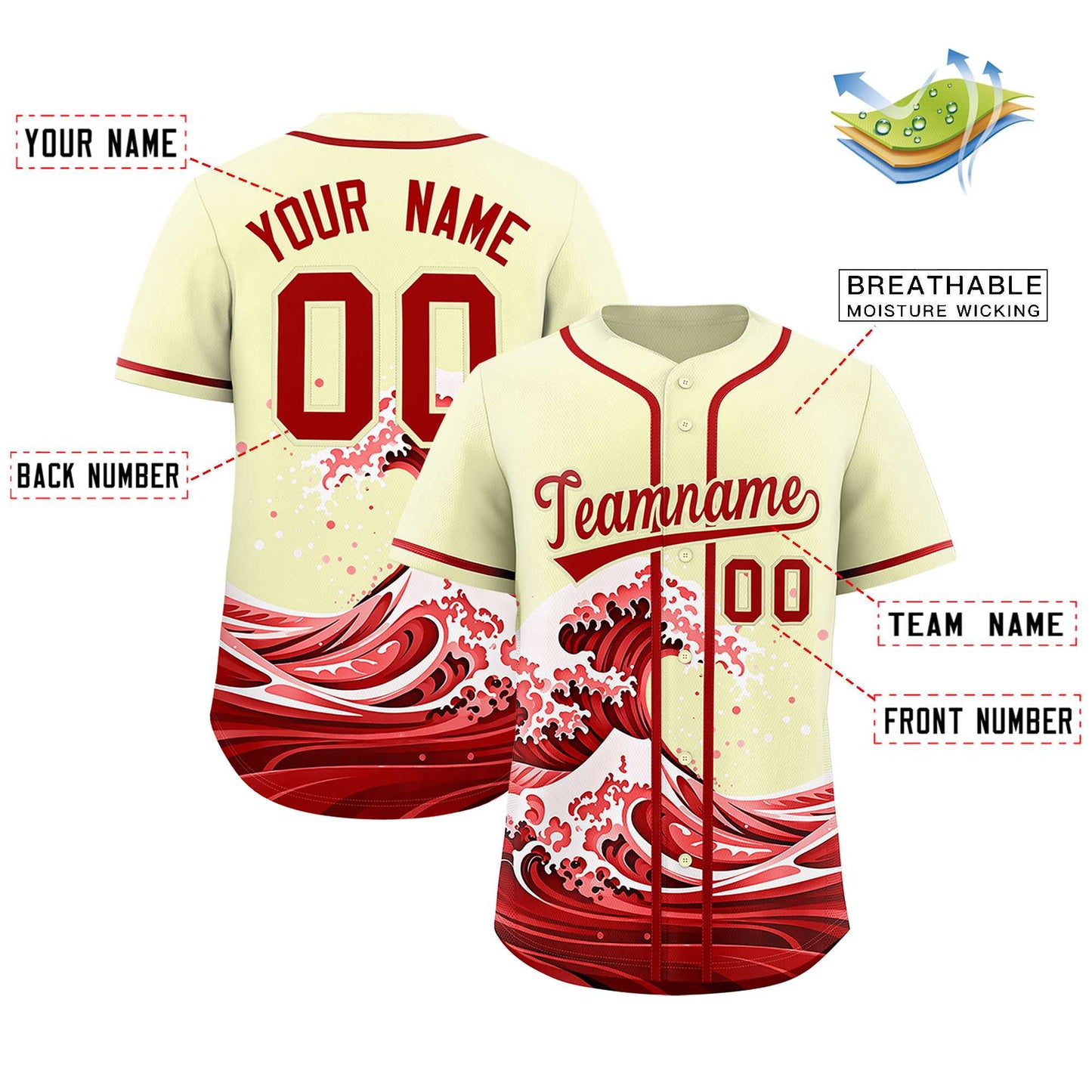 Custom Cream Wave Graffiti Pattern Authentic Baseball Jersey Limited