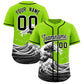 Custom Neon Green Wave Graffiti Pattern Authentic Baseball Jersey