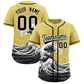Custom Old Gold Wave Graffiti Pattern Authentic Baseball Jersey