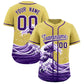 Custom Old Gold Wave Graffiti Pattern Authentic Baseball Jersey