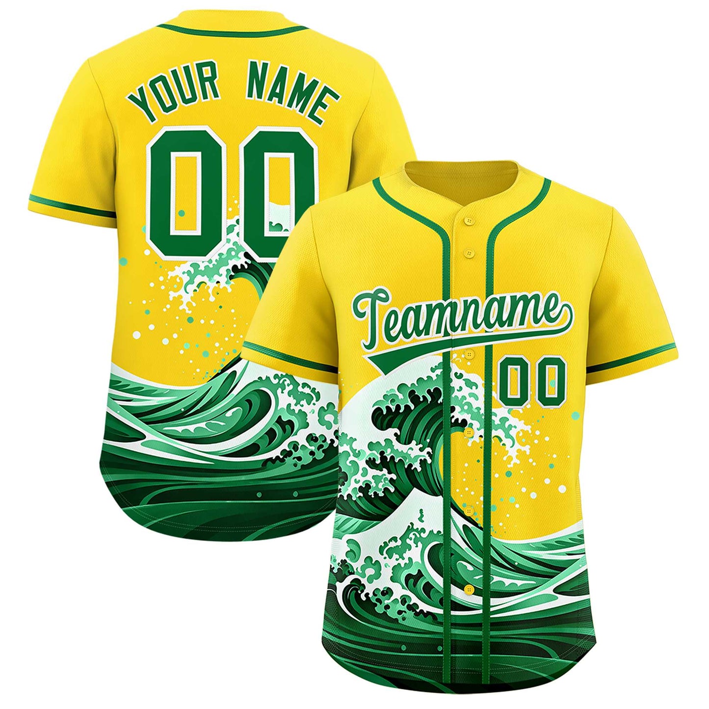 Custom Gold Wave Graffiti Pattern Authentic Baseball Jersey