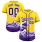 Custom Gold Wave Graffiti Pattern Authentic Baseball Jersey