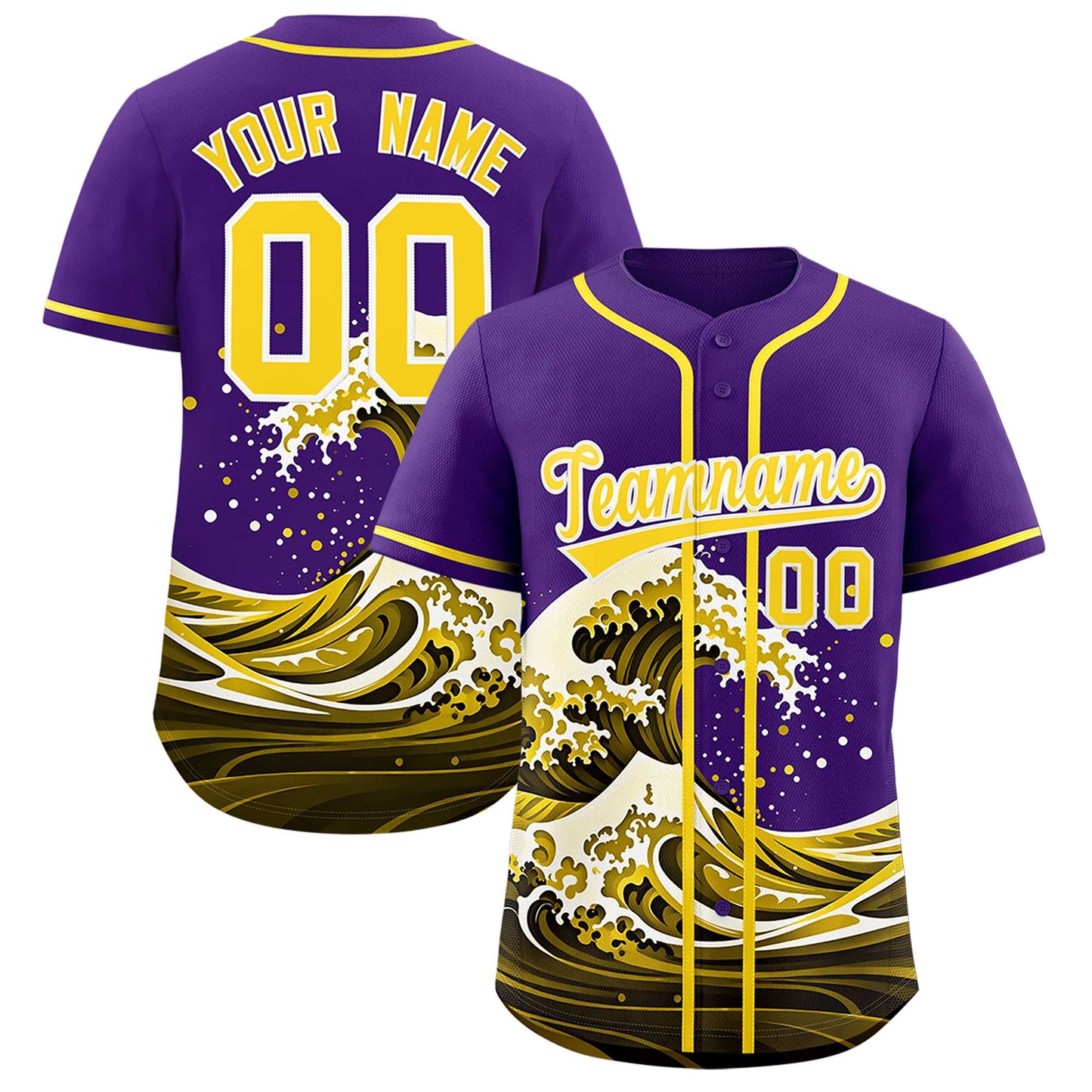 Custom Purple Wave Graffiti Pattern Authentic Baseball Jersey