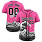 Custom Pink Wave Graffiti Pattern Authentic Baseball Jersey
