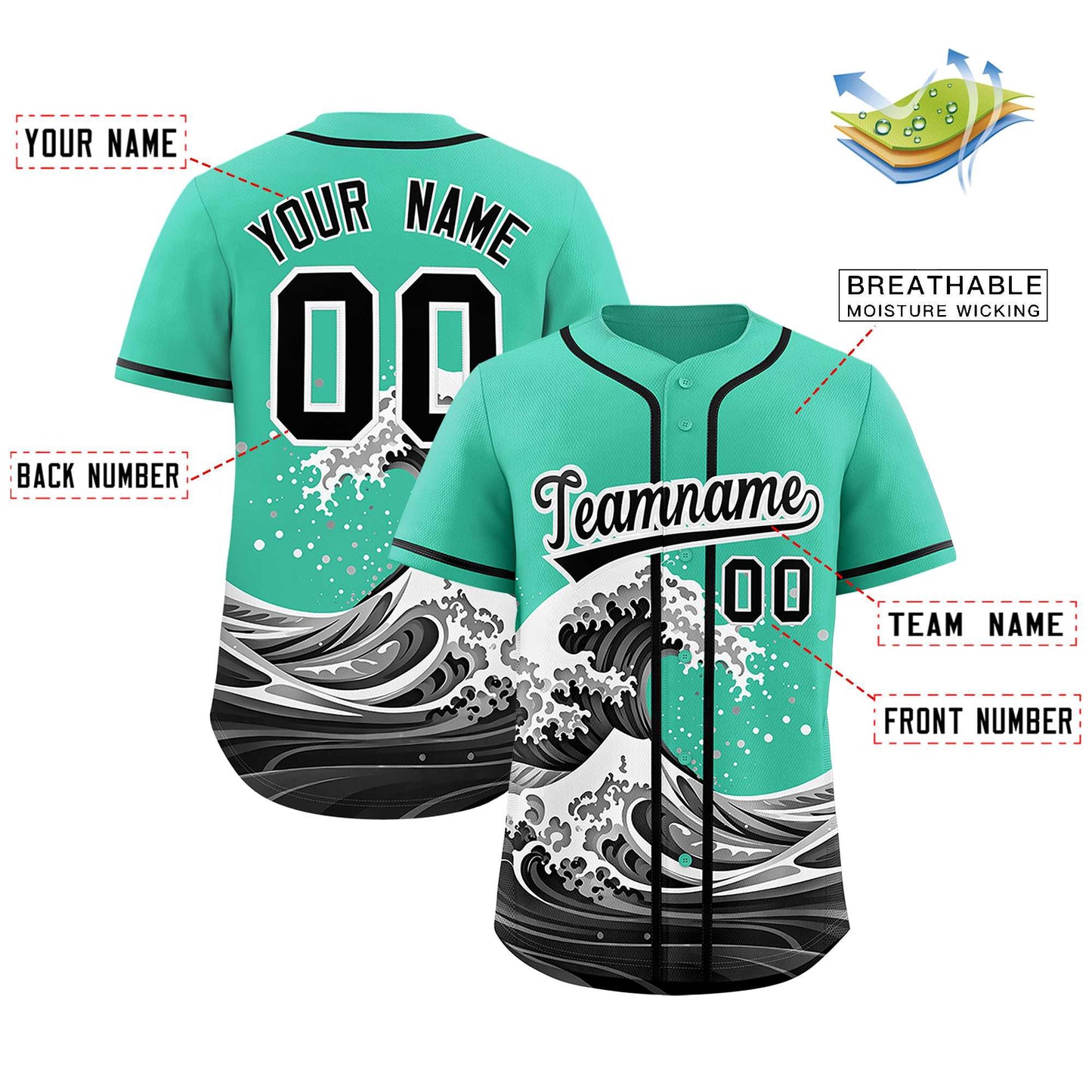 Custom Bright Green Wave Graffiti Pattern Authentic Baseball Jersey Limited