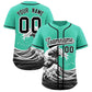 Custom Bright Green Wave Graffiti Pattern Authentic Baseball Jersey