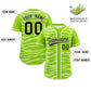 Custom Neon Green White Zebra Stripes Graffiti Pattern Authentic Baseball Jersey Limited