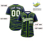 Custom Navy Neon Green Zebra Stripes Graffiti Pattern Authentic Baseball Jersey Limited