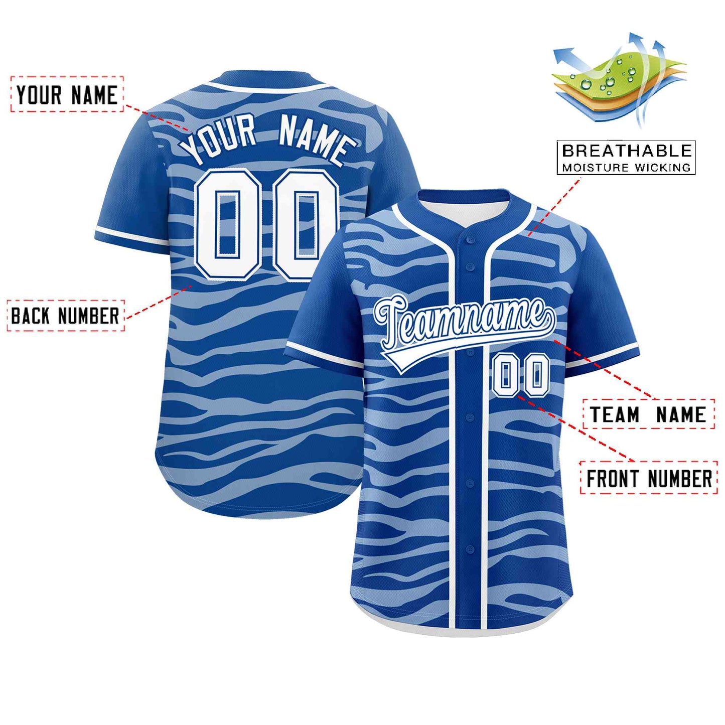 Custom Royal White Zebra Stripes Graffiti Pattern Authentic Baseball Jersey Limited