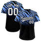 Custom Light Blue Black Tiger Stripe Gradient Animal Print Personalized Team Shirt Baseball Jersey