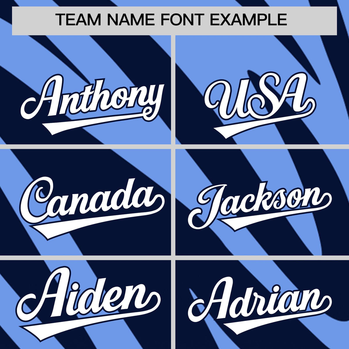 Custom Light Blue Navy Tiger Stripe Gradient Animal Print Personalized Team Shirt Baseball Jersey Limited