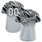Custom Black Silver Tiger Stripe Gradient Animal Print Personalized Team Shirt Baseball Jersey