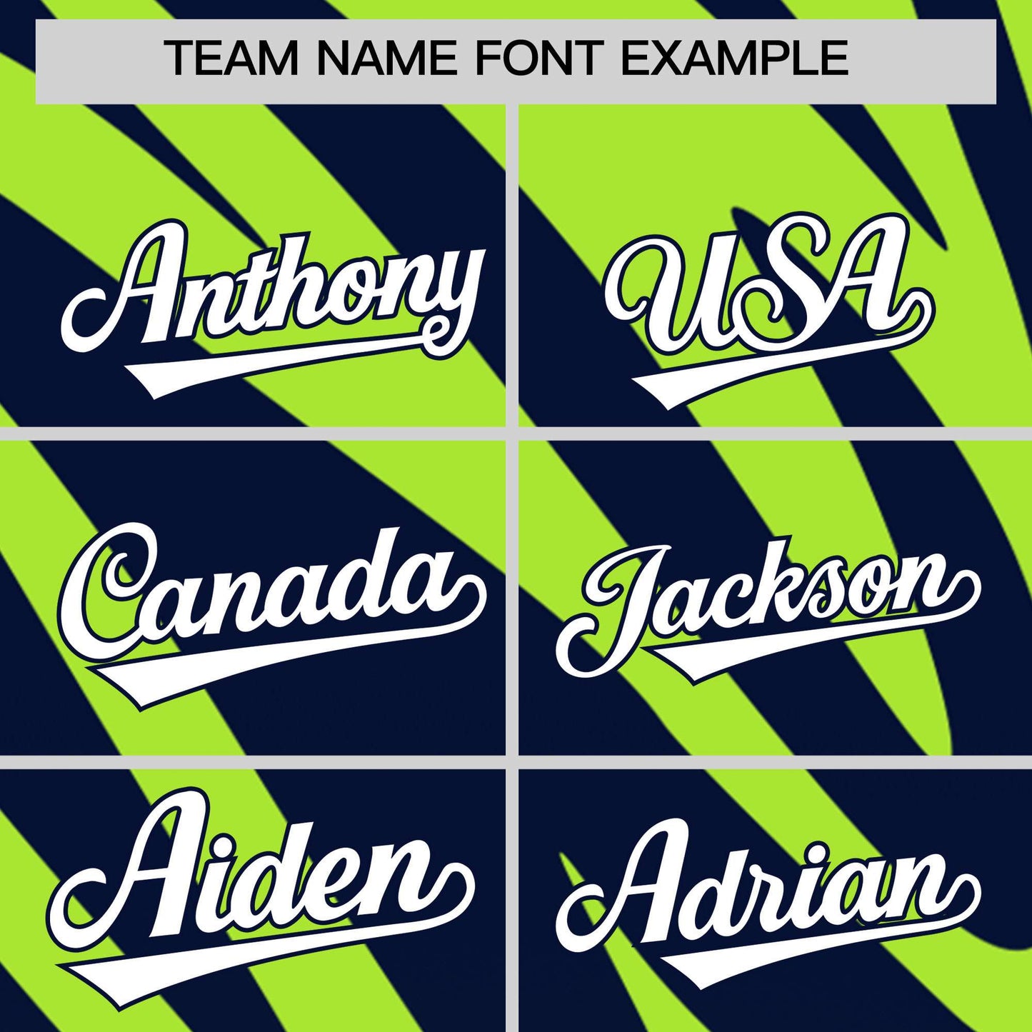 Custom Neon Green Navy Tiger Stripe Gradient Animal Print Personalized Team Shirt Baseball Jersey Limited