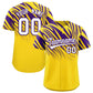 Custom Purple Gold Tiger Stripe Gradient Animal Print Personalized Team Shirt Baseball Jersey