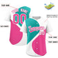 Custom White Aqua-Pink Color Block Personalized Half Heart Pattern Authentic Baseball Jersey Limited