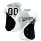 Custom White Silver-Black Color Block Personalized Half Heart Pattern Authentic Baseball Jersey