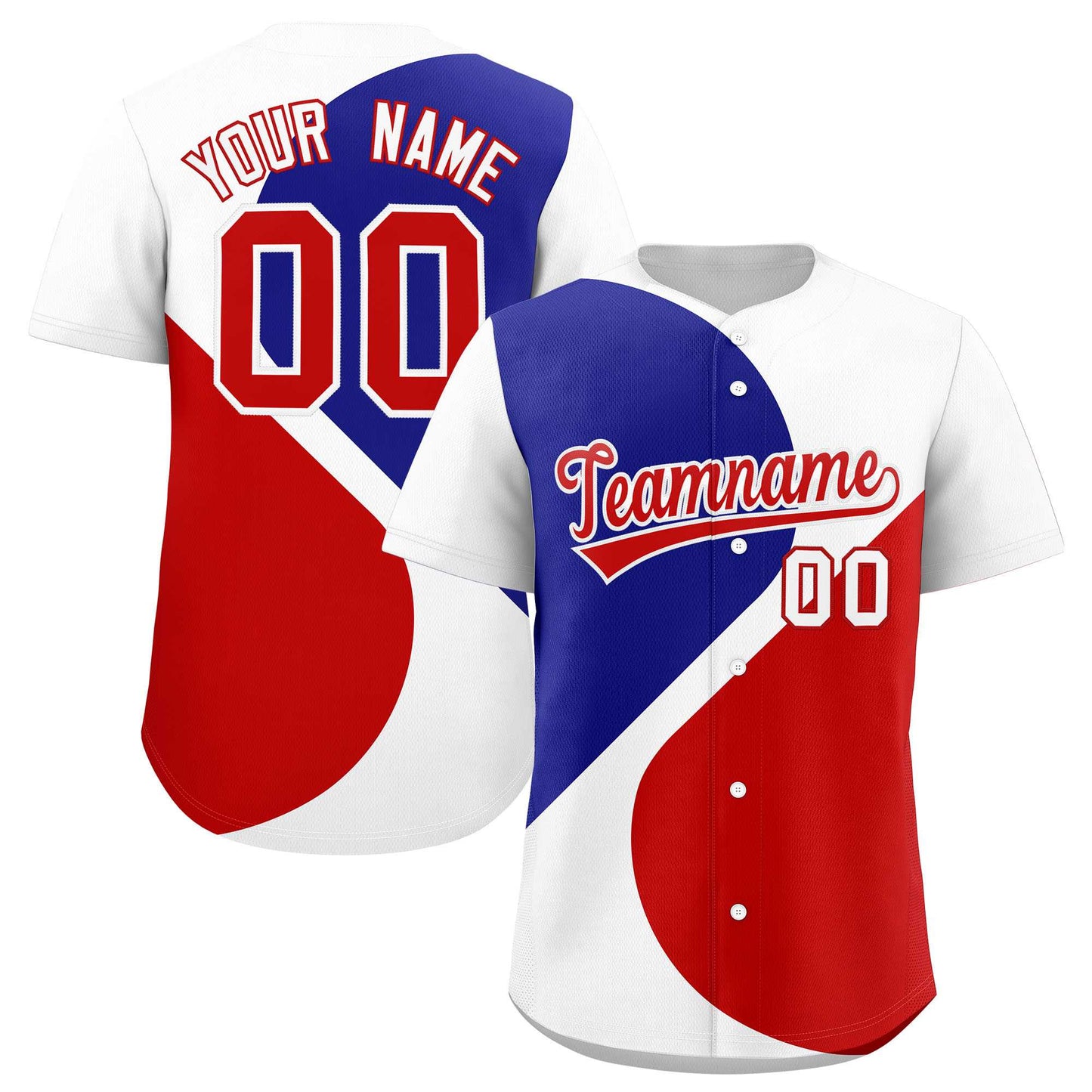 Custom White Royal-Red Color Block Personalized Half Heart Pattern Authentic Baseball Jersey