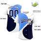 Custom White Powder Blue-Navy Color Block Personalized Half Heart Pattern Authentic Baseball Jersey Limited