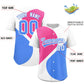 Custom White Pink-Powder Blue Color Block Personalized Half Heart Pattern Authentic Baseball Jersey Limited