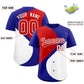 Custom Royal Red-White Color Block Personalized Half Heart Pattern Authentic Baseball Jersey Limited