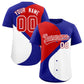 Custom Royal Red-White Color Block Personalized Half Heart Pattern Authentic Baseball Jersey