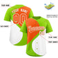 Custom Neon Green Orange-White Color Block Personalized Half Heart Pattern Authentic Baseball Jersey Limited