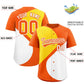 Custom Orange Gold-White Color Block Personalized Half Heart Pattern Authentic Baseball Jersey Limited
