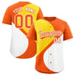 Custom Orange Gold-White Color Block Personalized Half Heart Pattern Authentic Baseball Jersey