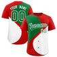 Custom Red Kelly Green-White Color Block Personalized Half Heart Pattern Authentic Baseball Jersey