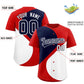 Custom Red Navy-White Color Block Personalized Half Heart Pattern Authentic Baseball Jersey Limited